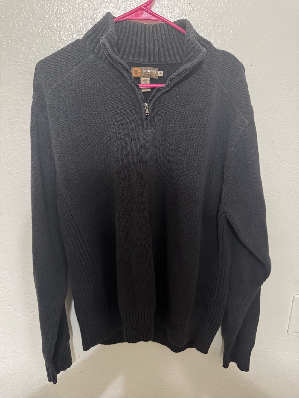 Men’s GH Bass Earth Blue 1/4 Zip Blue Sweater XL EUC
